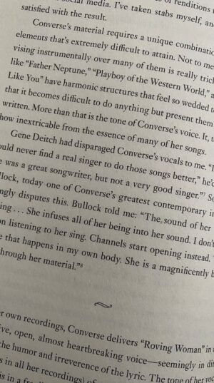 Photo of a page in the book, where Fishman quoted me from a conversation we had about Converse