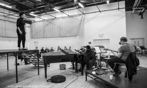 Rehearsal photos of Perle Noire with Julia Bullock and Tyshawn Sorey  directed by Peter Sellers with musicians from International Contemporary Ensemble (ICE), rehearsing at the Park Avenue Armory Artist studios on January 15, 2020.
Credit: Stephanie Berger.